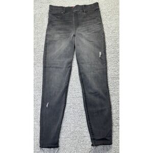 Spanx Vintage Distressed Skinny Jeans Women's L Gray High‎ Rise Stretch Denim